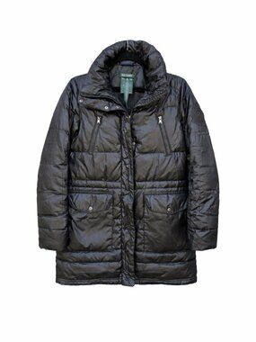 Ralph Lauren Black Puffer Coat , Women's XS, Sleek & Warm Winter Staple